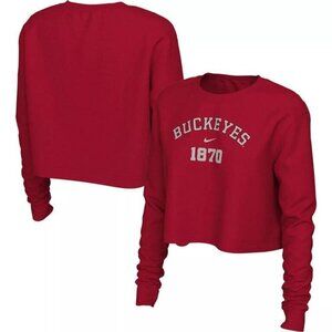 BOGO Nike Ohio State Buckeyes 1870 Red Long Sleeve Crop Top Graphic shirt Bucks